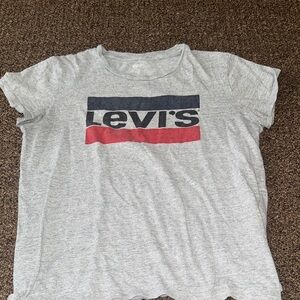 Levi's Heather Gray Tee with Red and Blue Logo